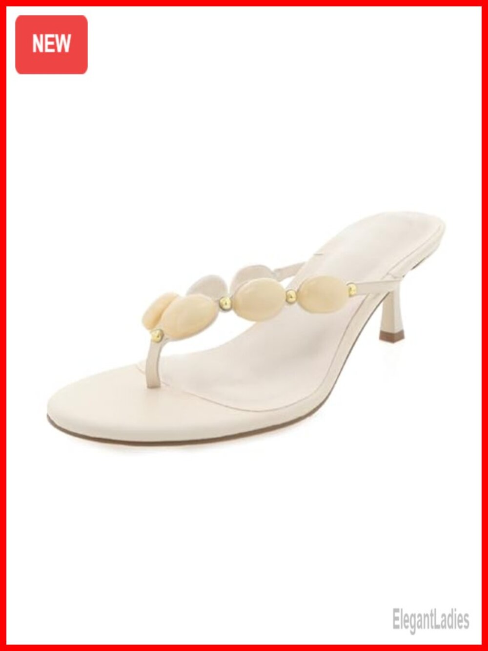 Jeweled Kitten Heel Flip Flop Sandals Faux Leather Thong Slip On Heels